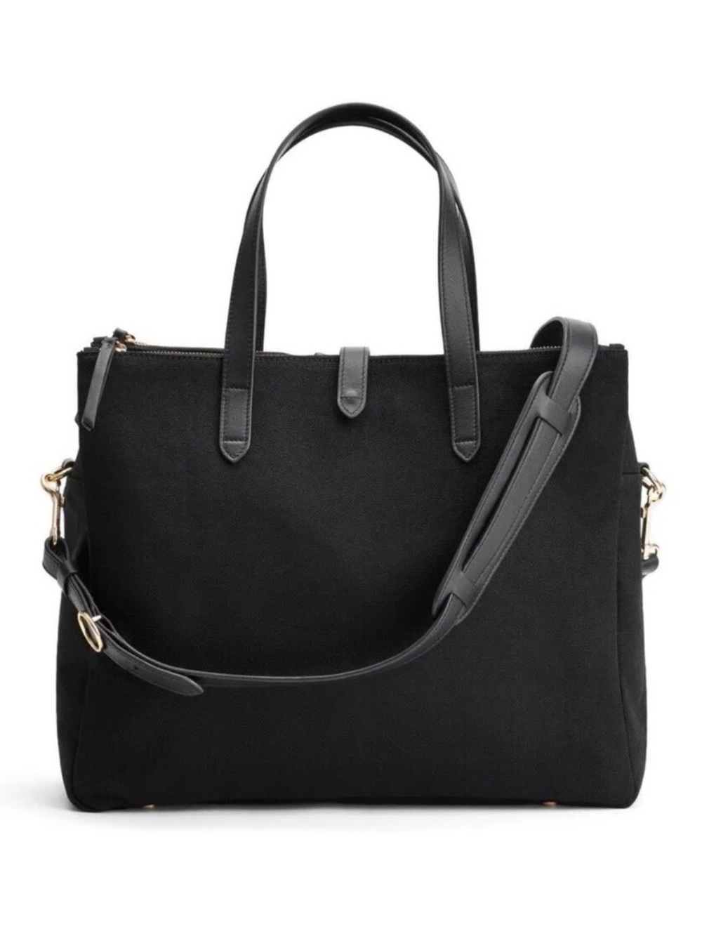 Cuyana Black Canvas Triple Zipper Overnight